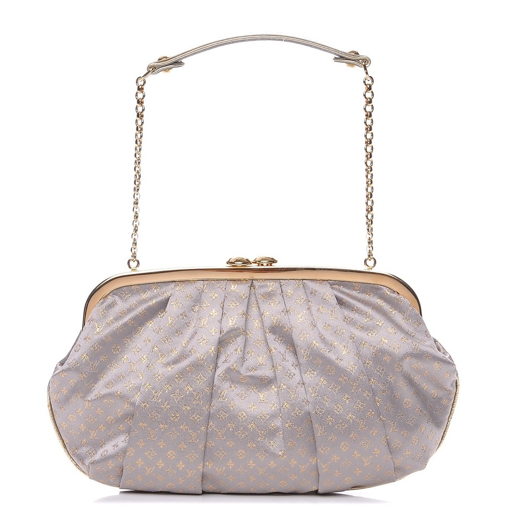 SOLD!! LOUIS VUITTON Limited Edition Satin Monogram Aumoniere Clutch With Chain
